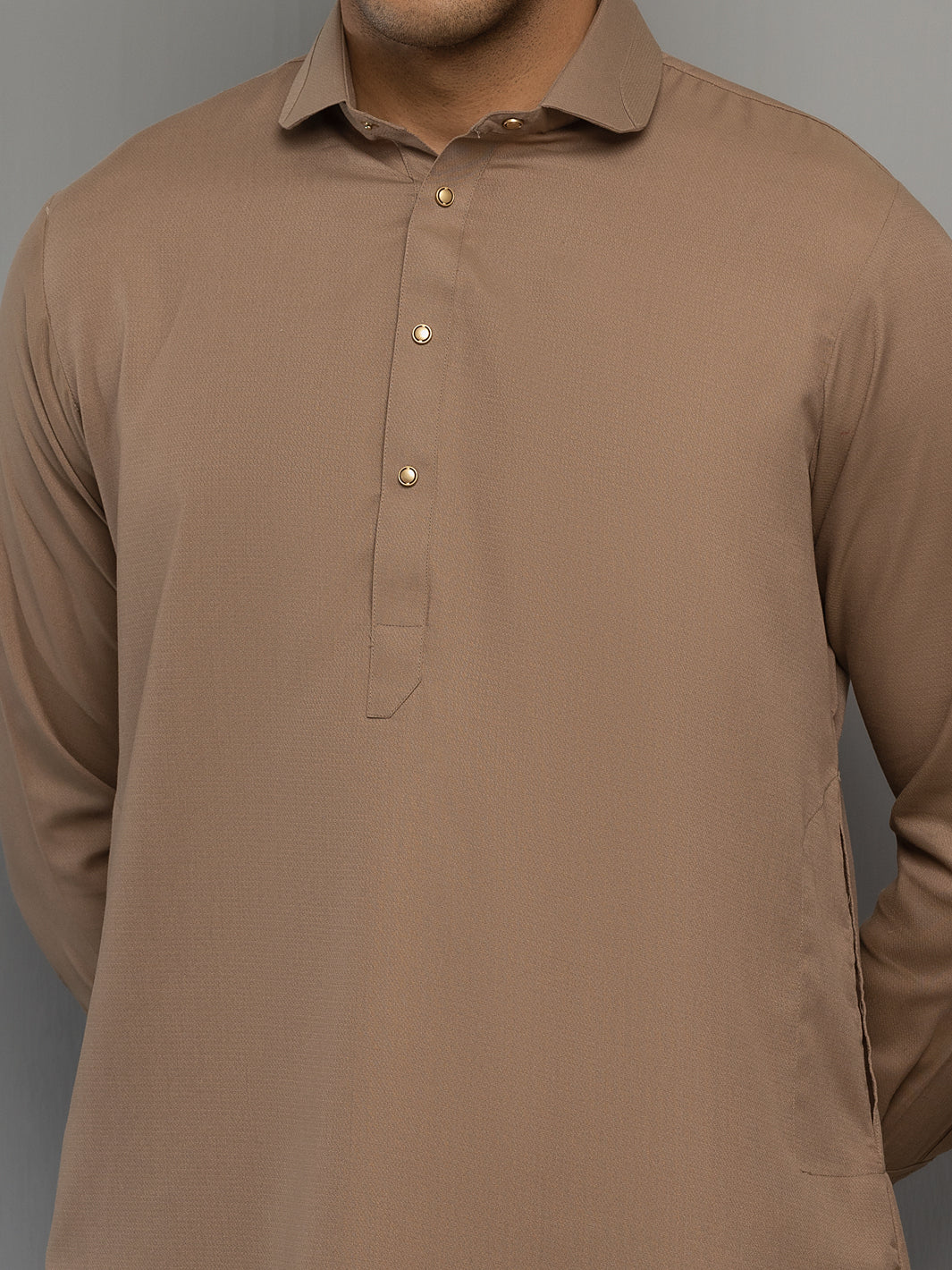 Brown Blended Kameez Shalwar - ALWA-KS-355