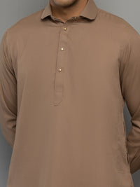 Brown Blended Kameez Shalwar - ALWA-KS-355