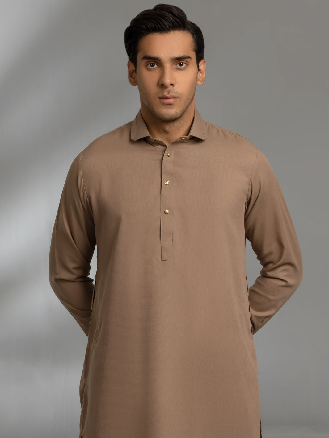 Brown Blended Kameez Shalwar - ALWA-KS-355