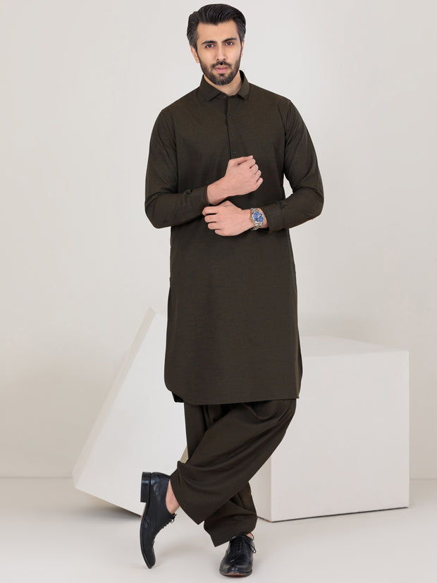 Green Blended Kameez Shalwar - ALWA-KS-357