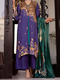 Blue Raw Silk 3Pc Stitched - AWP-3PS-358