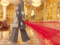 Grey 3Pc Shimmer Net Formal Unstitched - AL-3PS-LS-UN-359