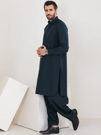 Navy Blue Blended Kameez Shalwar - ALWA-KS-360