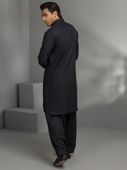 Navy Blue Blended Kameez Shalwar - ALWA-KS-362