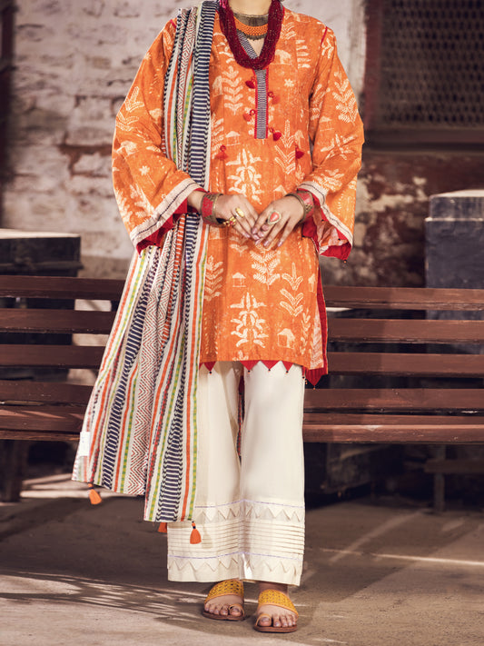 Orange Cambric 2Pc Unstitched - AWP-2PS-364
