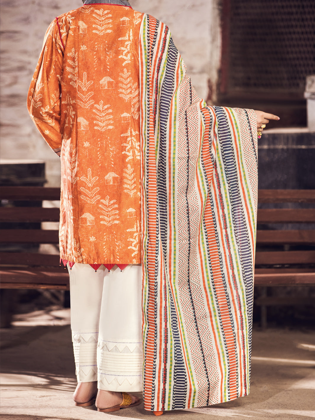 Orange Cambric 2Pc Unstitched - AWP-2PS-364