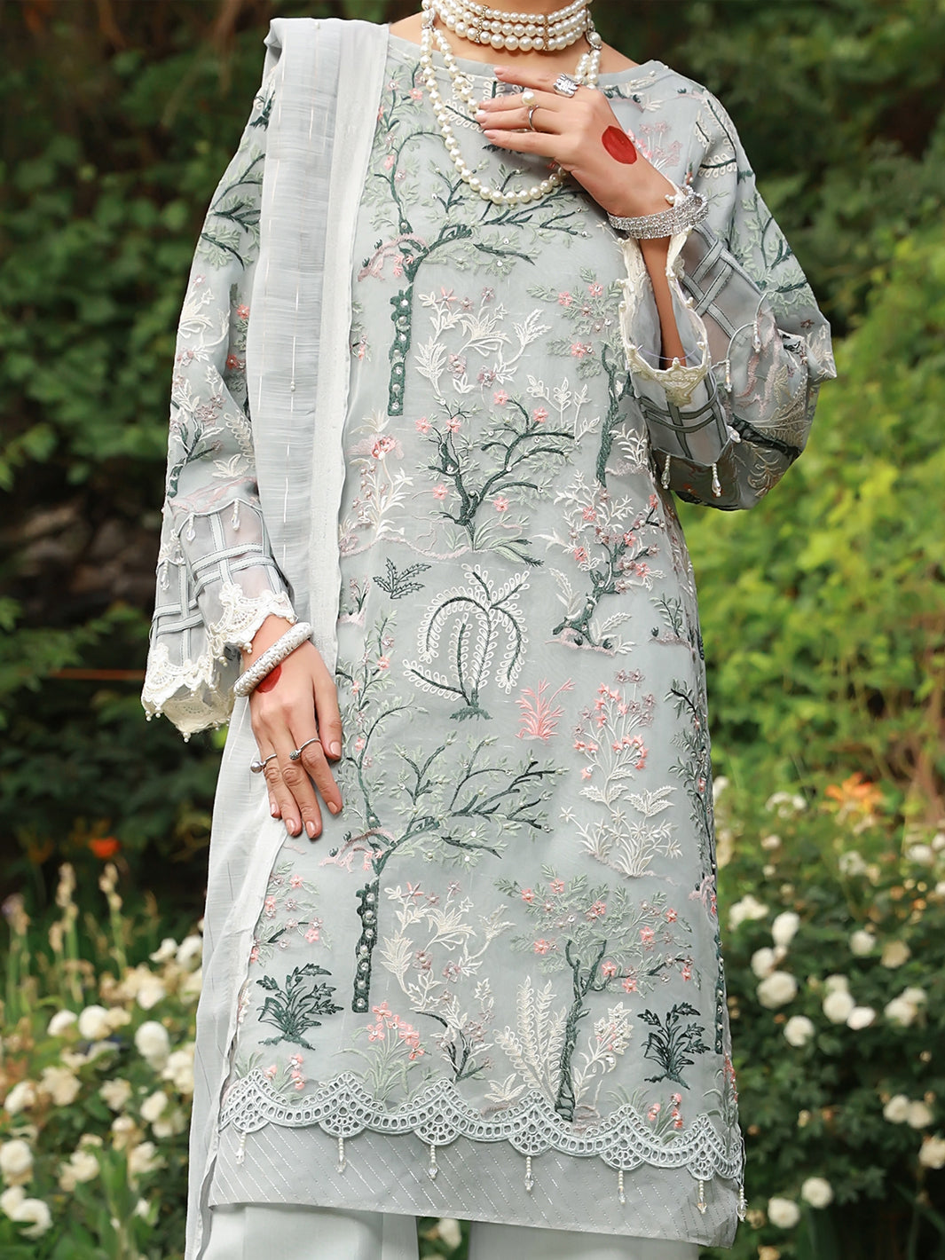 Grey 3Pc Formal Stitched - AL-3PS-LS-373