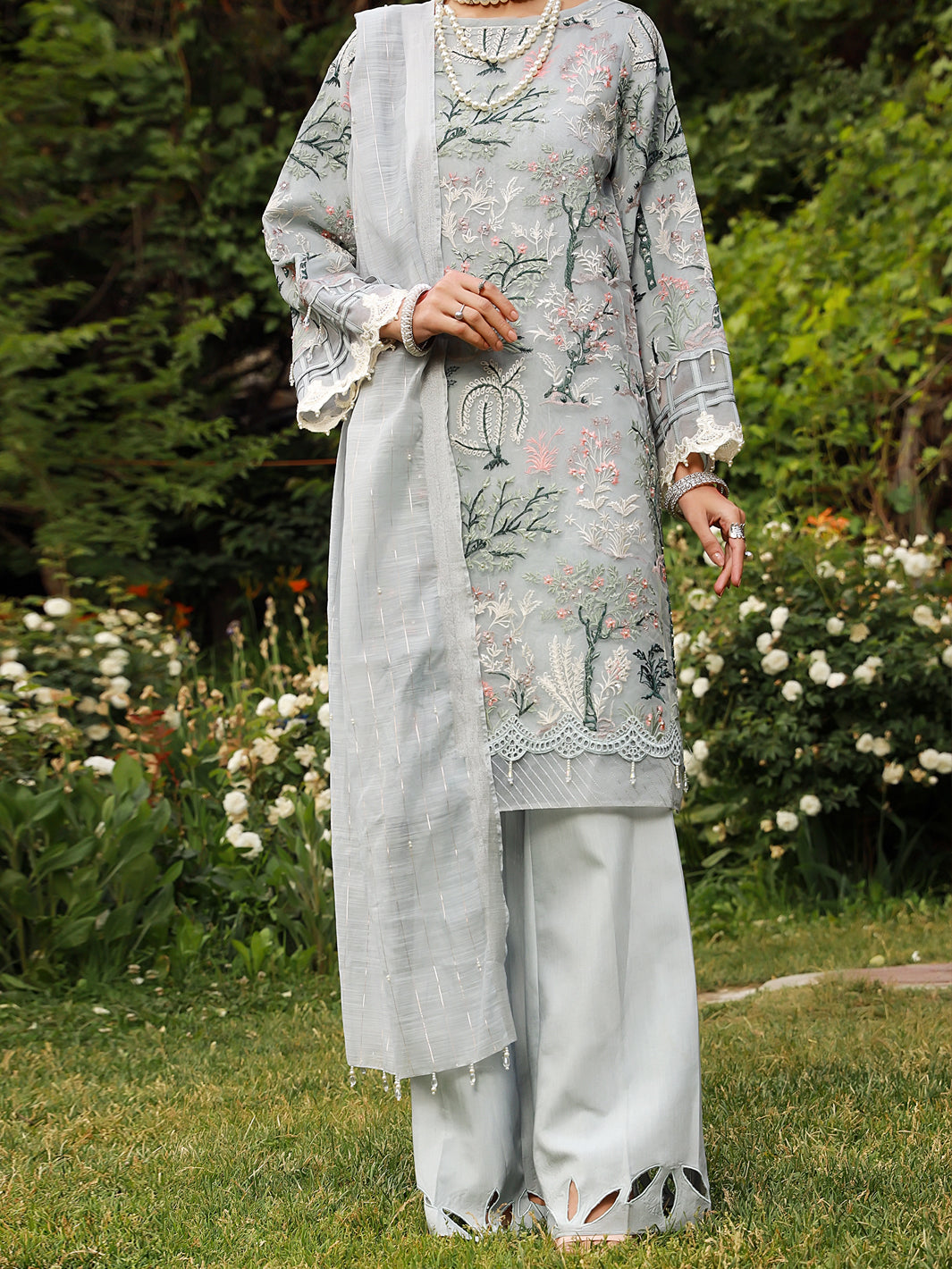 Grey 3Pc Formal Stitched - AL-3PS-LS-373