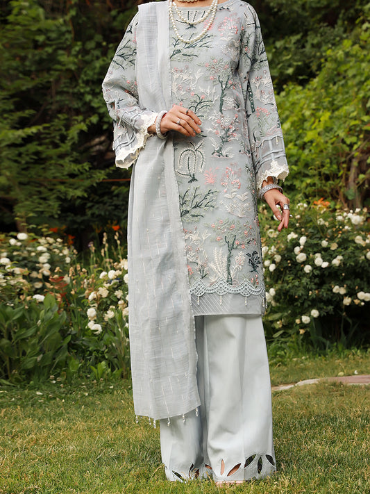 Grey 3Pc Formal Unstitched - AL-3PS-LS-UN-373