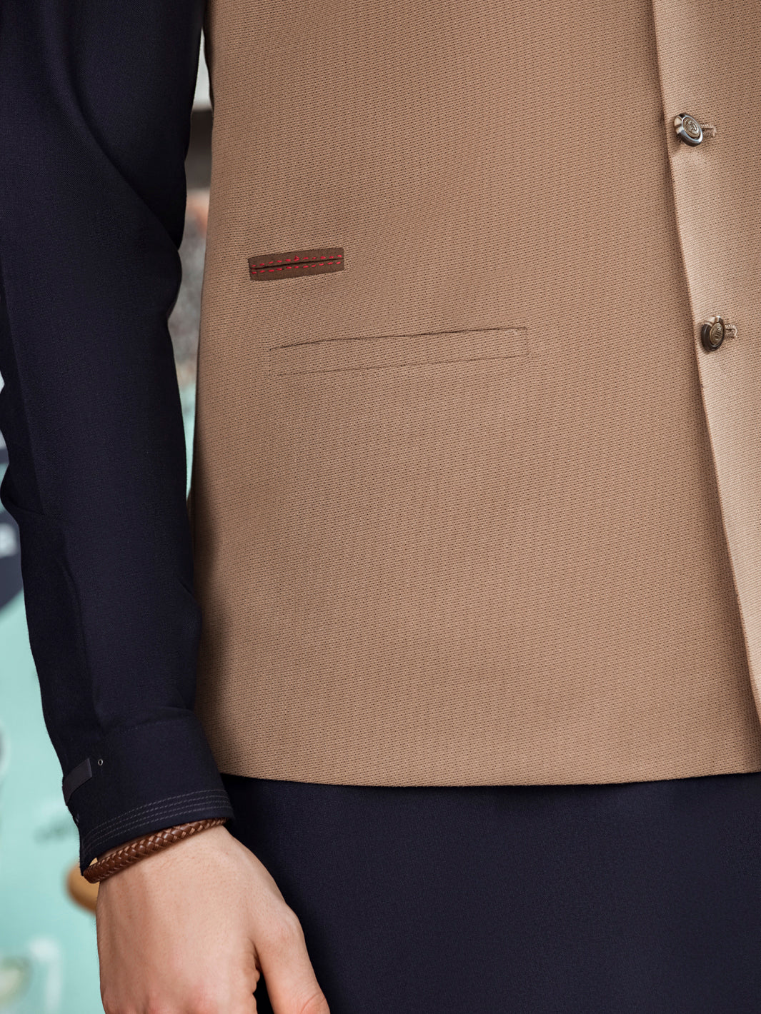 Olive Green Suiting Waistcoat - AL-WC-375
