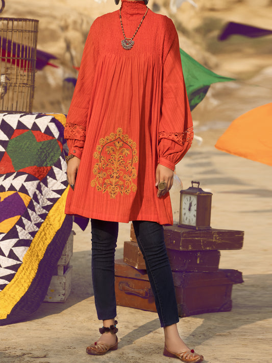 Orange Dobby Tunic - AWP-LK-376