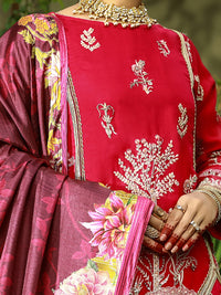 Fuchsia Organza 3Pc Formal Stitched - AL-3PS-LS-376