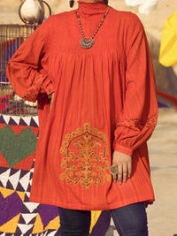 Orange Dobby Tunic - AWP-LK-376