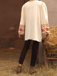 Off White Yarn-Dyed Two Tone Tunic - AWP-LK-484