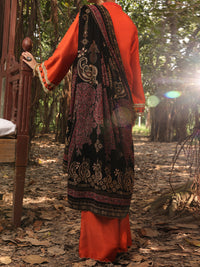 Rust Raw Silk 3Pc Formal Unstitched - AL-3PS-LS-UN-394