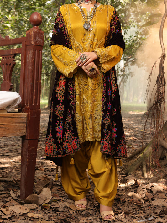 Mehndi Green Raw Silk 3Pc Formal Unstitched - AL-3PS-LS-UN-395