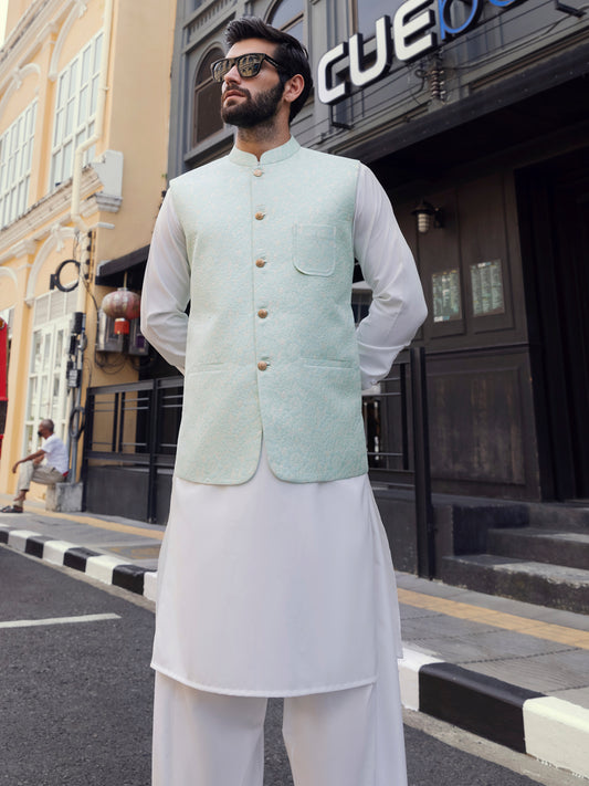 Sea Green Waistcoat - AL-WC-405