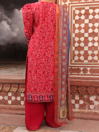 Red Cambric Unstitched 3 Piece - AWP-3PS-406