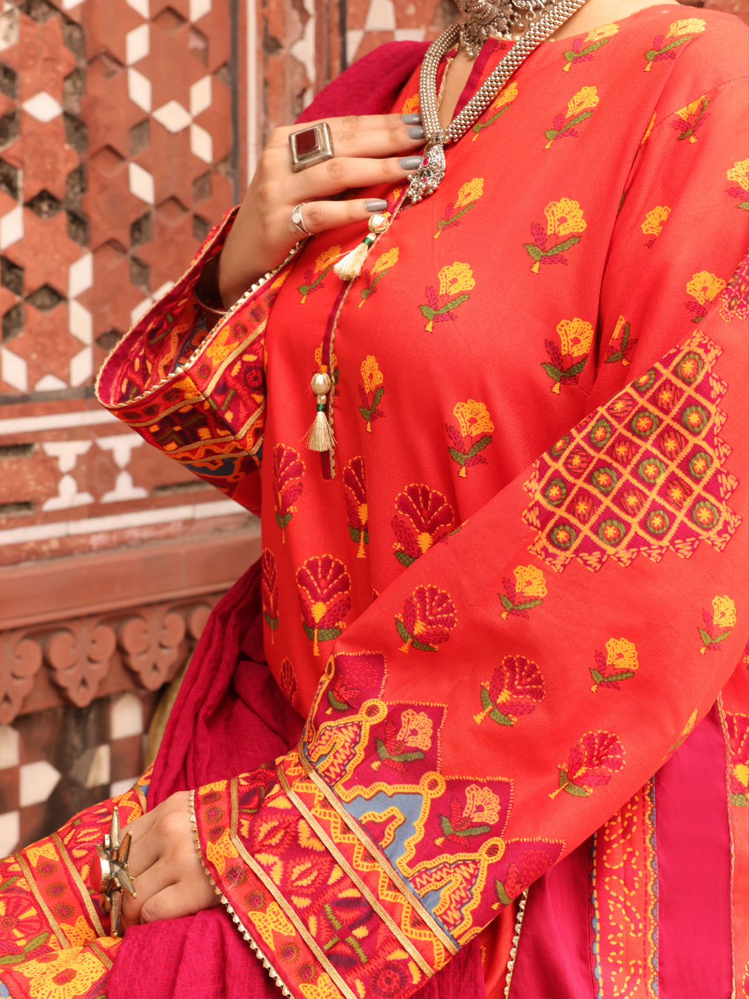 Orange Cambric Unstitched 3Pc - AWP-3PS-408