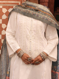 White Cambric 3 Piece Stitched - AWP-3PS-411