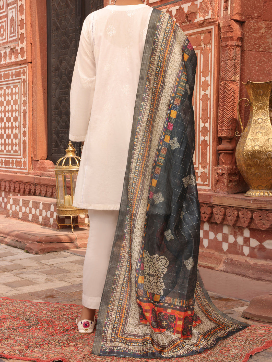 White Cambric 3 Piece Stitched - AWP-3PS-411