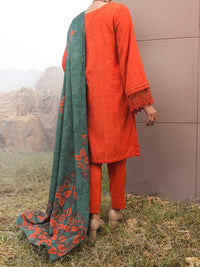 Orange Dobby Unstitched 3Pc - AWP-3PS-412