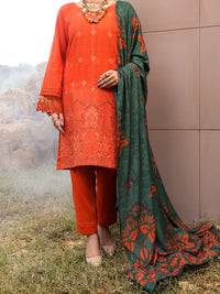 Orange Dobby Unstitched 3Pc - AWP-3PS-412