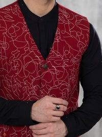 Maroon Blended Waistcoat - AL-WC-413