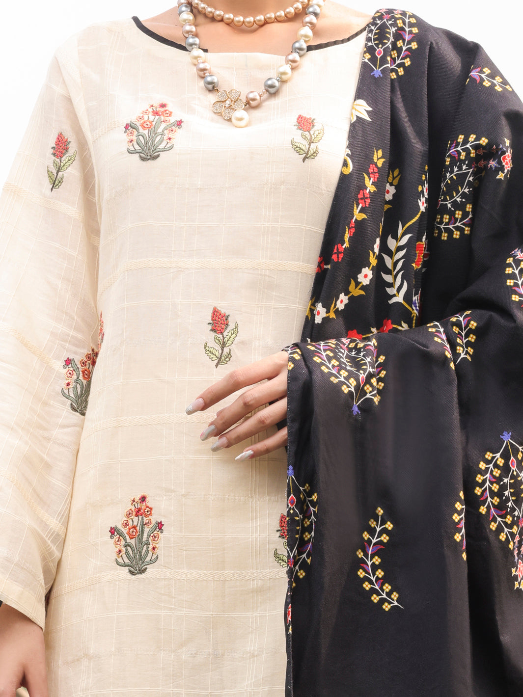 Off White Dobby 3Pc Stitched - AWP-3PS-413