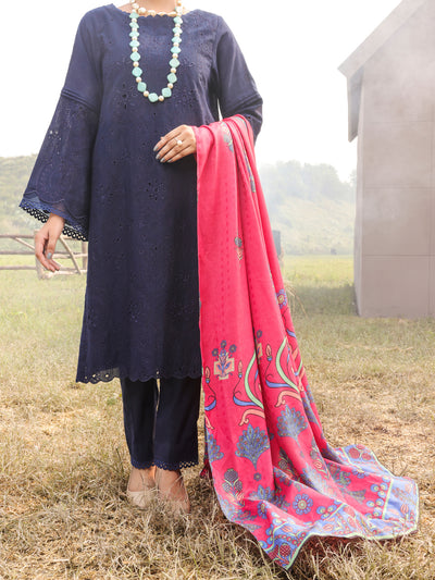 Blue Khaddar 3 Piece Stitched - AWP-3PS-416