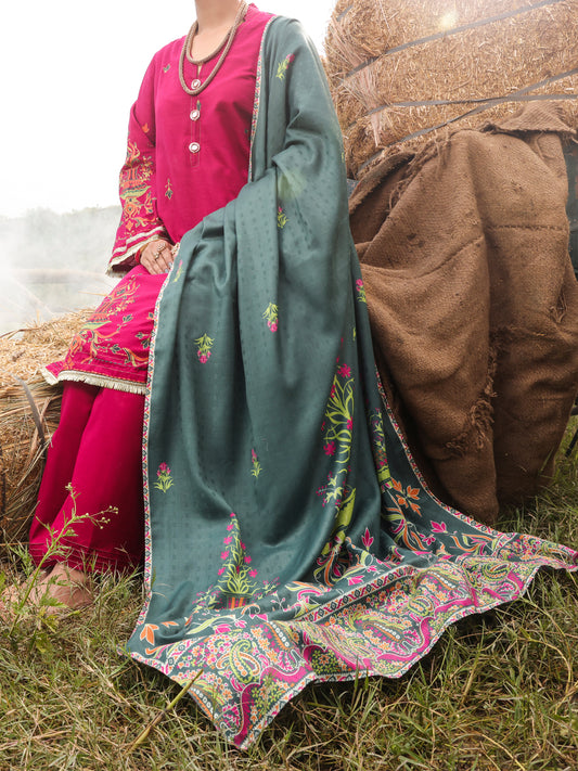 Fuchsia Khaddar Unstitched 3 Piece - AWP-3PS-417