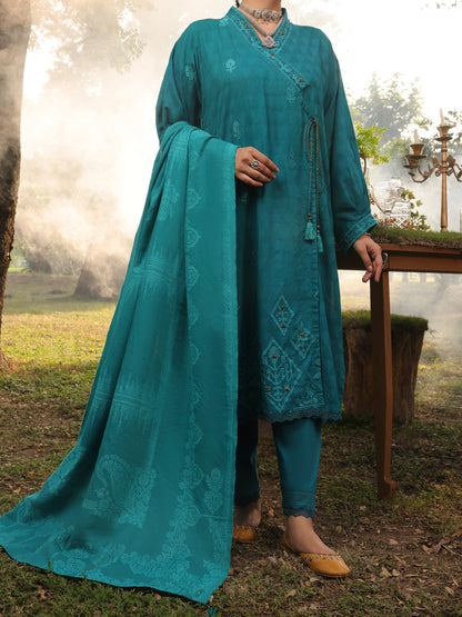 Sea Green Dobby Unstitched 3 Piece - AWP-3PS-420