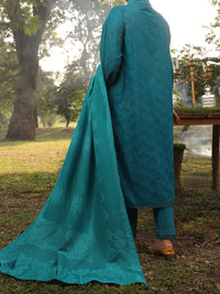 Sea Green Dobby Unstitched 3Pc - AWP-3PS-420