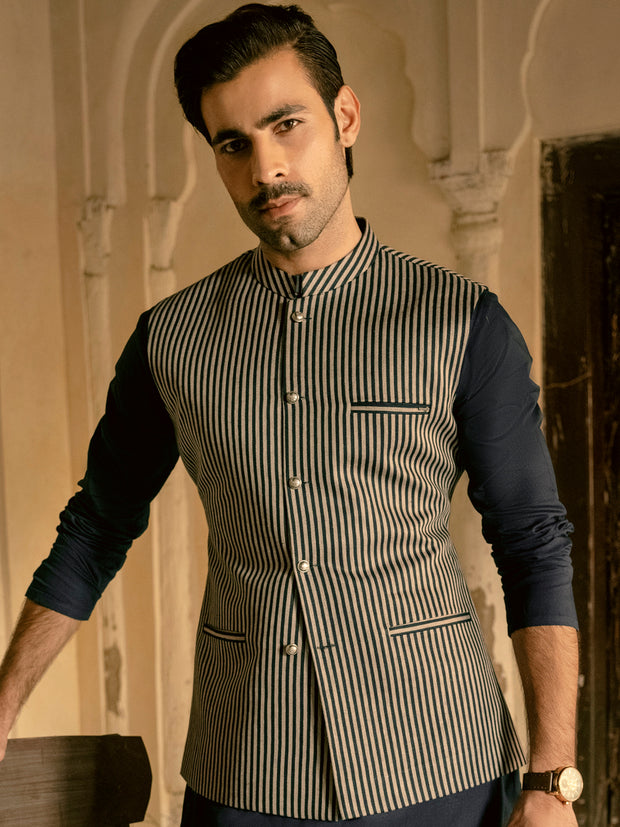 Blue Linen Waistcoat - AL-WC-420