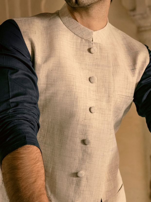 Light Grey Linen Waistcoat - AL-WC-423