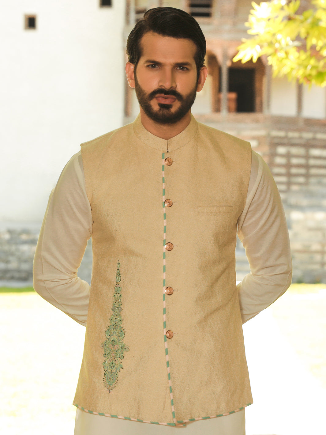 Cream Blended Waistcoat - AL-WC-424