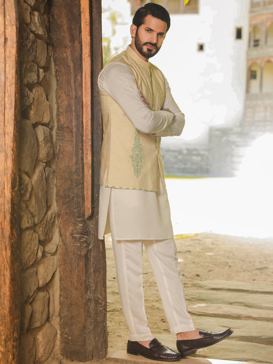 Cream Blended Waistcoat - AL-WC-424