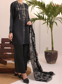 Black Twill 3 Piece Stitched - AWP-3PS-432