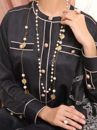 Black Dobby Viscose Unstitched 3 Piece - AWP-3PS-432
