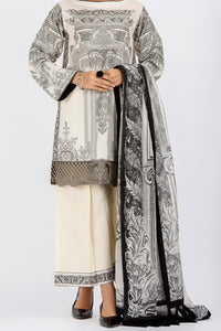 Off White Jacquard 3Pc Stitched - ALP-433