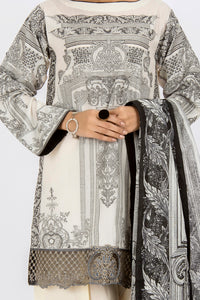 Off White Jacquard 3Pc Stitched - ALP-433