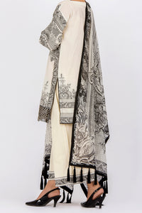 Off White Jacquard 3Pc Stitched - ALP-433