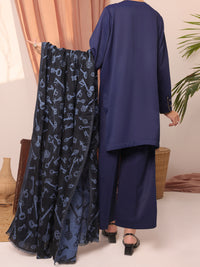 Blue Dobby Viscose Unstitched 3Pc - AWP-3PS-433
