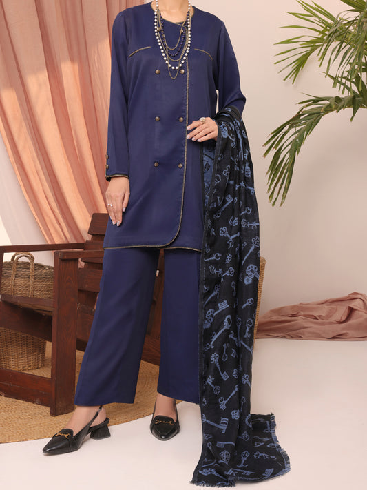 Blue Twill 3 Piece Stitched - AWP-3PS-433