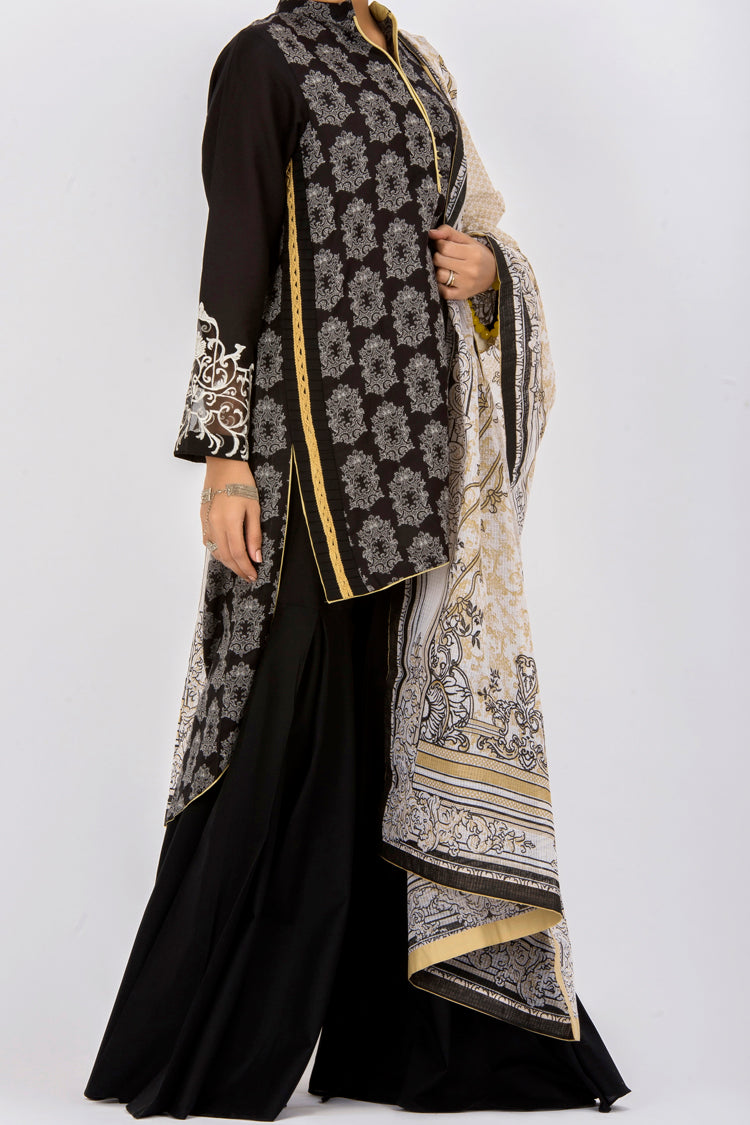 Black Jacquard 3Pc Stitched - ALP-436
