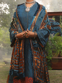 Blue Slub Viscose Unstitched 3Pc - AWP-3PS-438