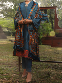 Blue Slub Viscose 3Pc Stitched - AWP-3PS-438