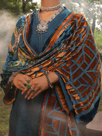 Blue Slub Viscose 3Pc Stitched - AWP-3PS-438