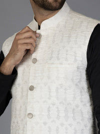 White Textured Waistcoat - AL-WC-439