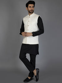 White Textured Waistcoat - AL-WC-439